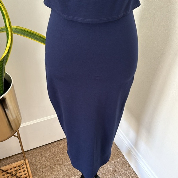 Soprano Popover Midi Body-Con Dress Sleeveless Midnight Navy Blue Size Medium - Picture 5 of 10